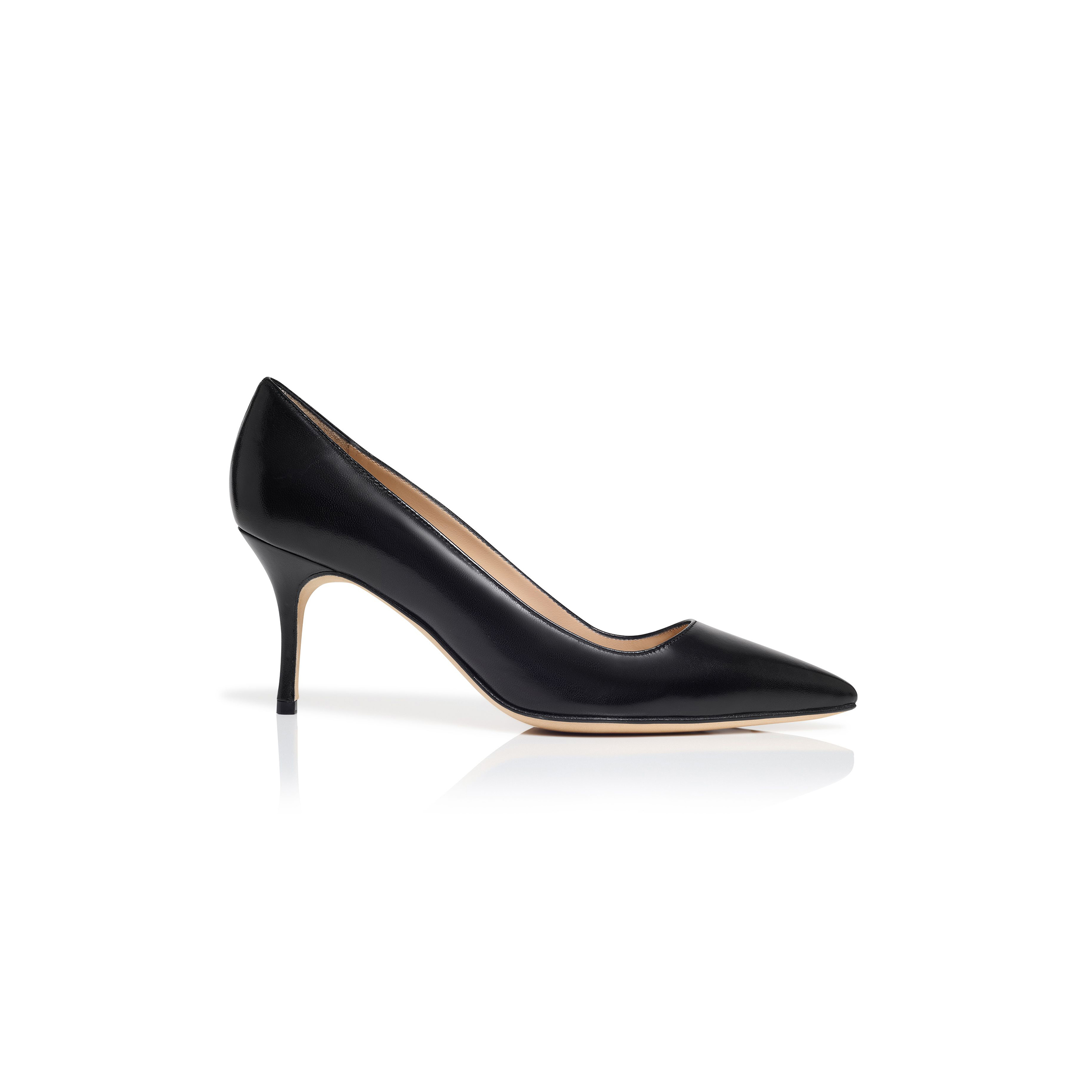MANOLO BLAHNIK BB 70 BLACK LEATHER POINTED TOE PUMPS 120-1199-0001